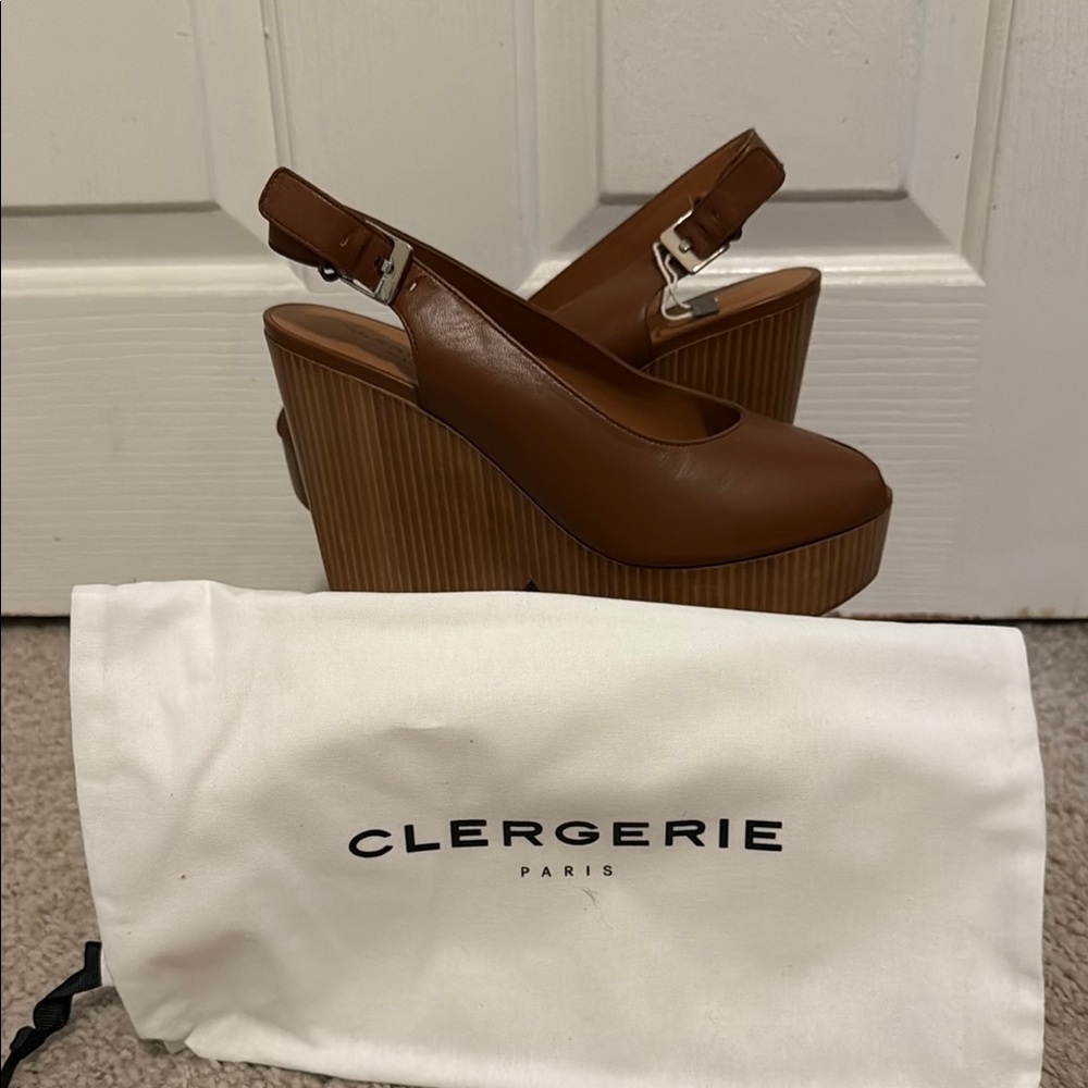 Robert Clergerie Brown Wedge Sandals with Ankle Strap